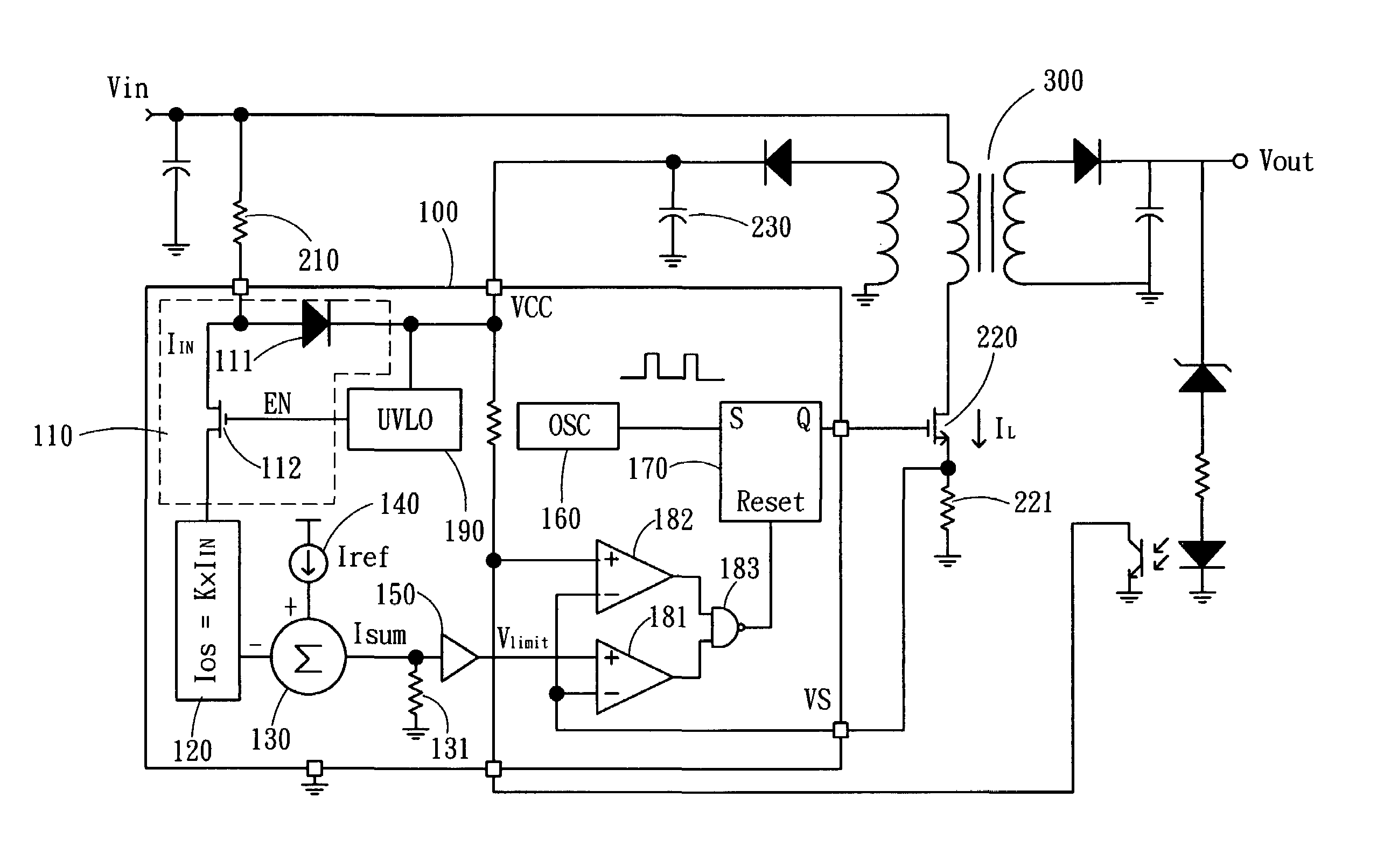 PWM controller with constant output power limit for a power supply