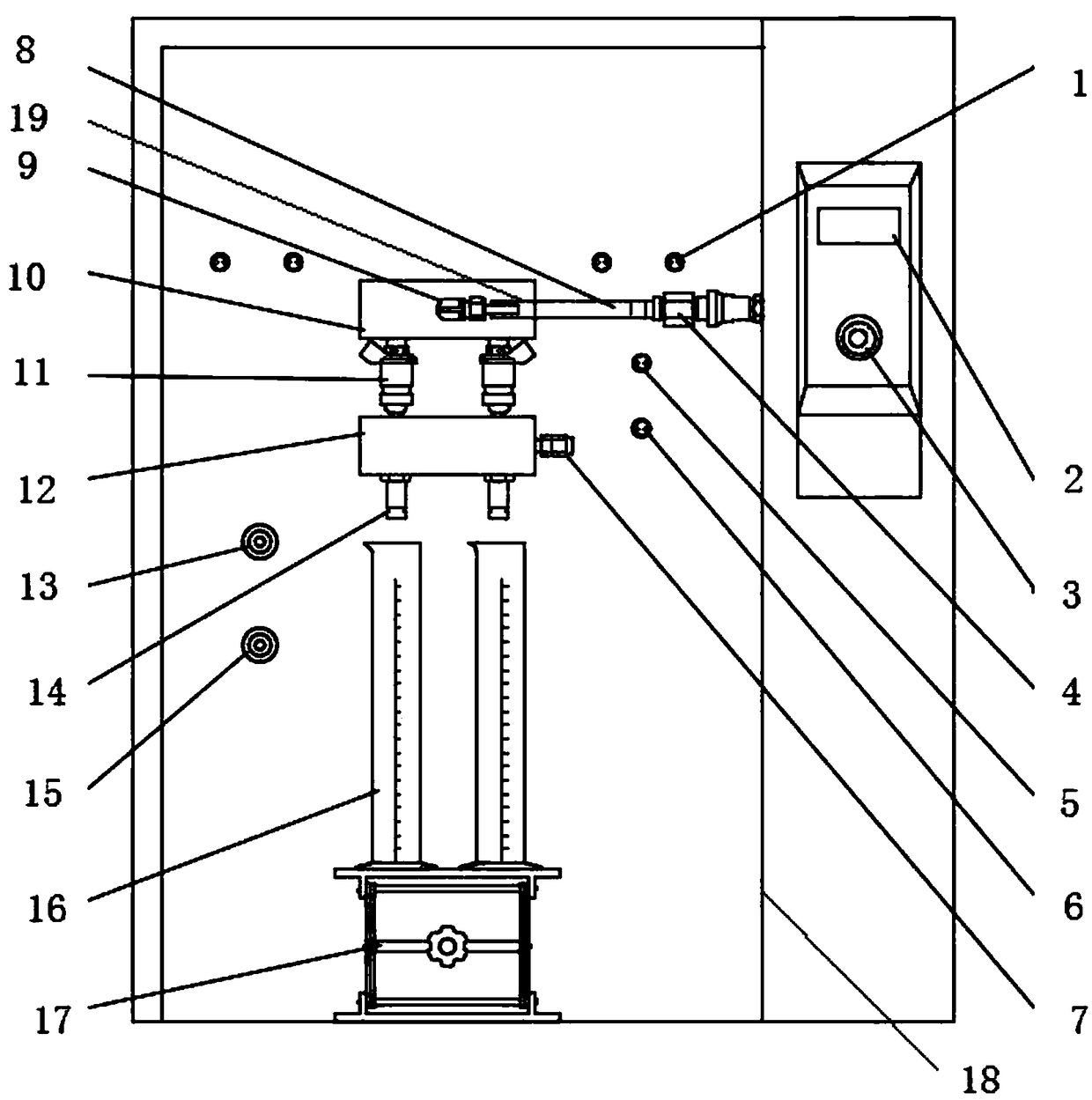 Main machine structure of simulation test machine for evaluating blockage ratio of electronically-controlled oil injector of gasoline engine