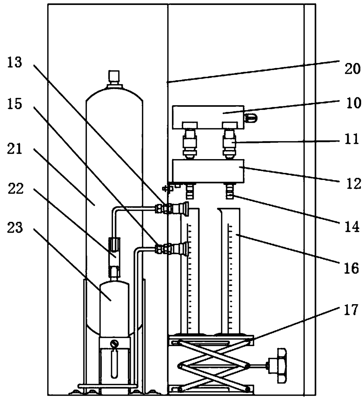 Main machine structure of simulation test machine for evaluating blockage ratio of electronically-controlled oil injector of gasoline engine