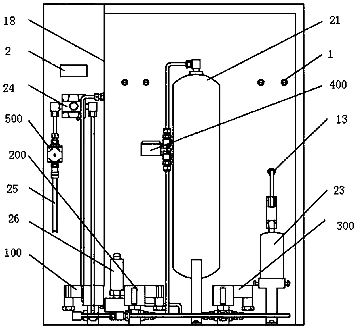 Main machine structure of simulation test machine for evaluating blockage ratio of electronically-controlled oil injector of gasoline engine