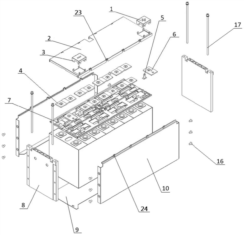 Lithium ion battery module for electric forklift truck, and power supply box