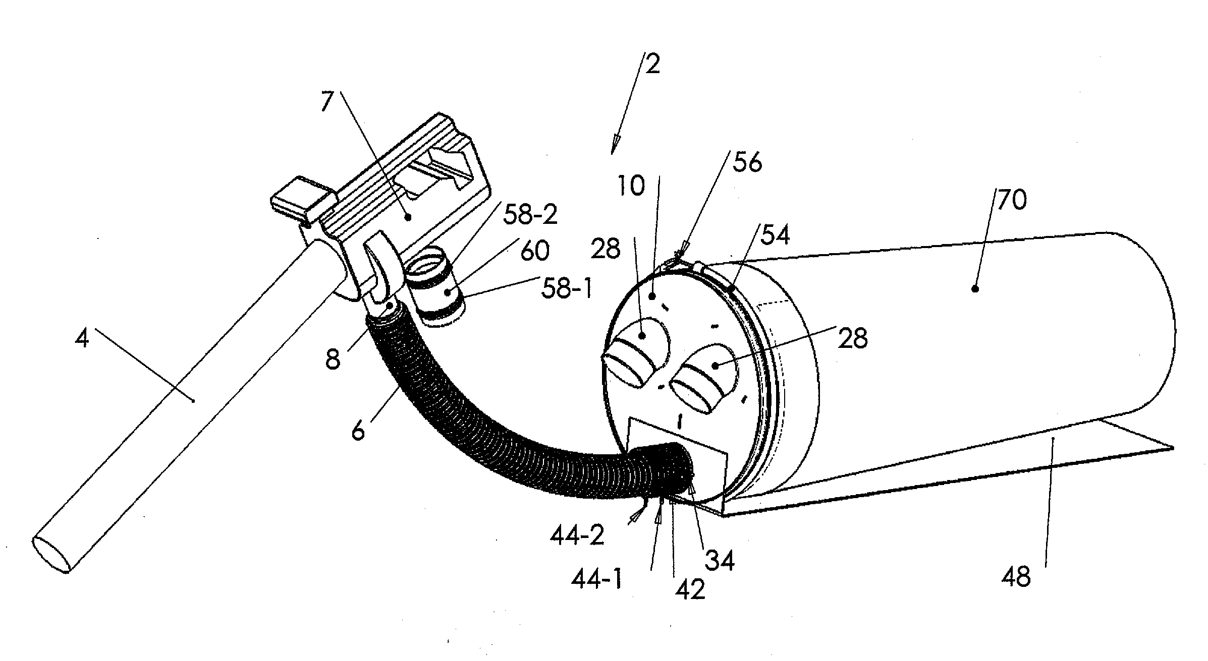 Leaves collection system for use with a portable blower/vacuum and a lid allowing the rejection and the retention of debris in a bag