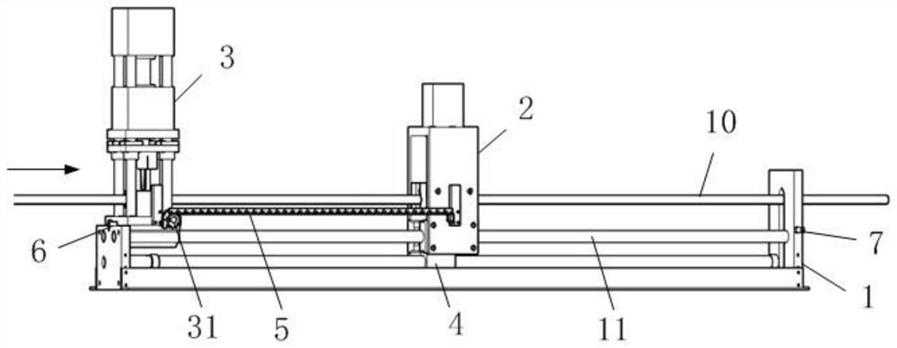 Online cutting-off device and online automatic tube cutting method