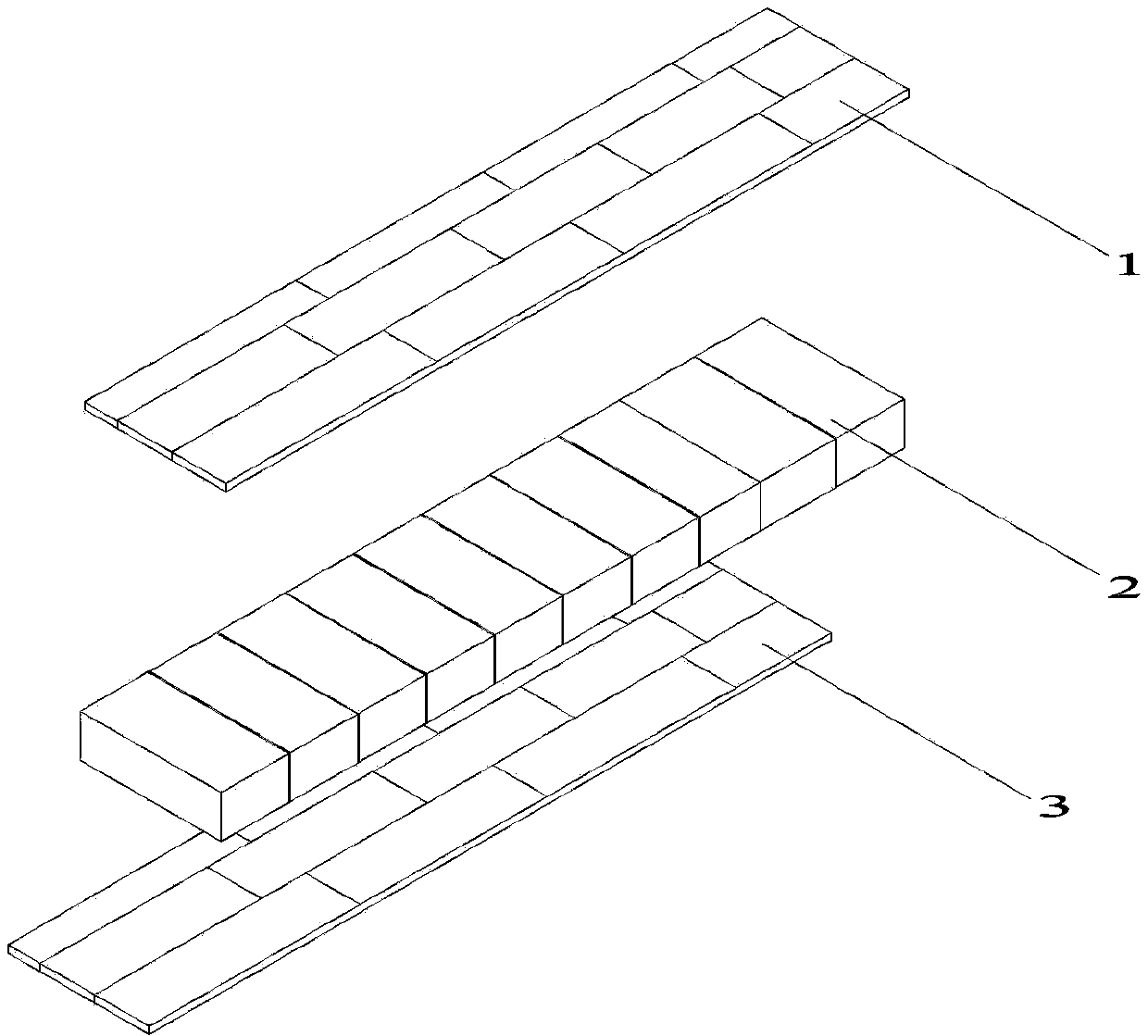 Three-layer composite solid wood flooring made from same type of trees and production process thereof