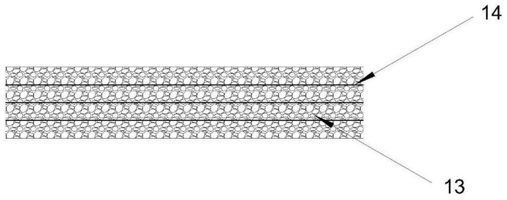 Embankment reinforcing system for liquefiable site reinforced gravel pile composite foundation and reinforcing method