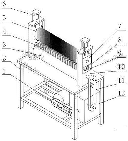 Unstressed flattening device and method for cylindrical bamboo wood with bamboo green and tabasheer