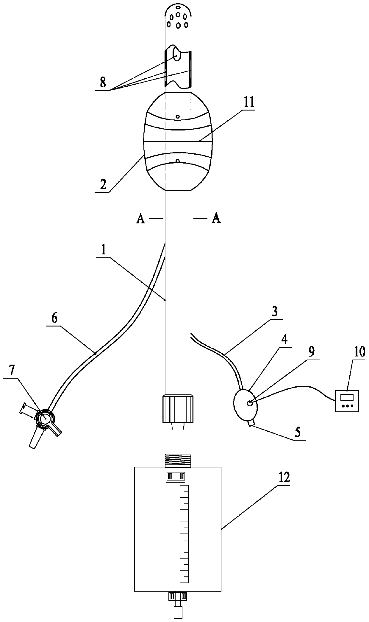 Anal tube with air bags and flushable external drainage bag