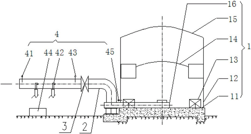 Gas spray cooling system arranged in front of gas holder