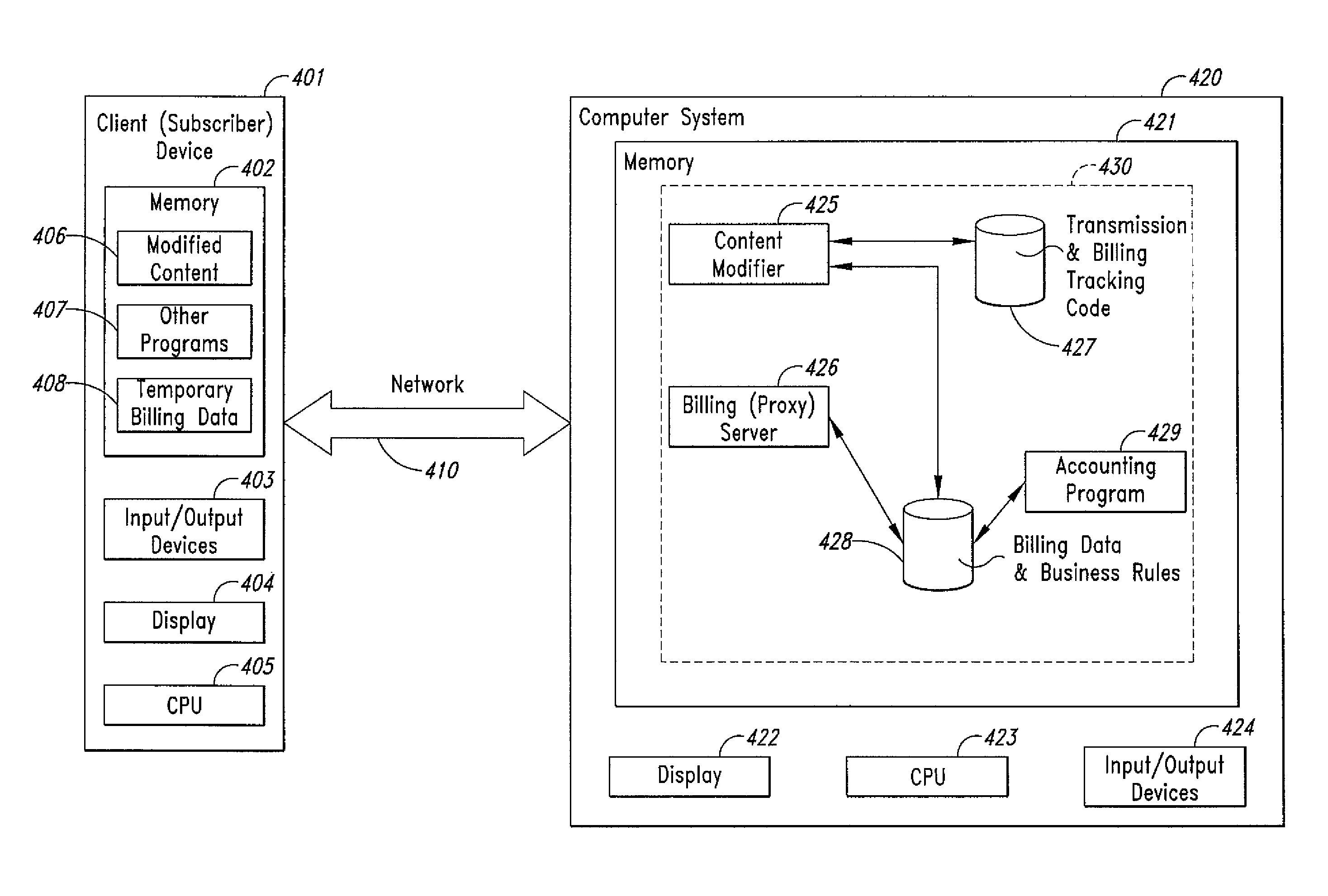 Method and system for transmission-based billing applications