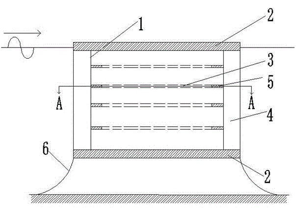 Opened wave dissipation component structure