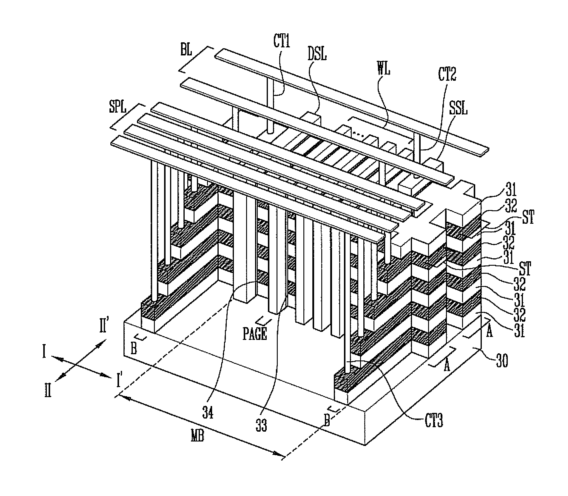 3-d structured non-volatile memory device and method of manufacturing the same