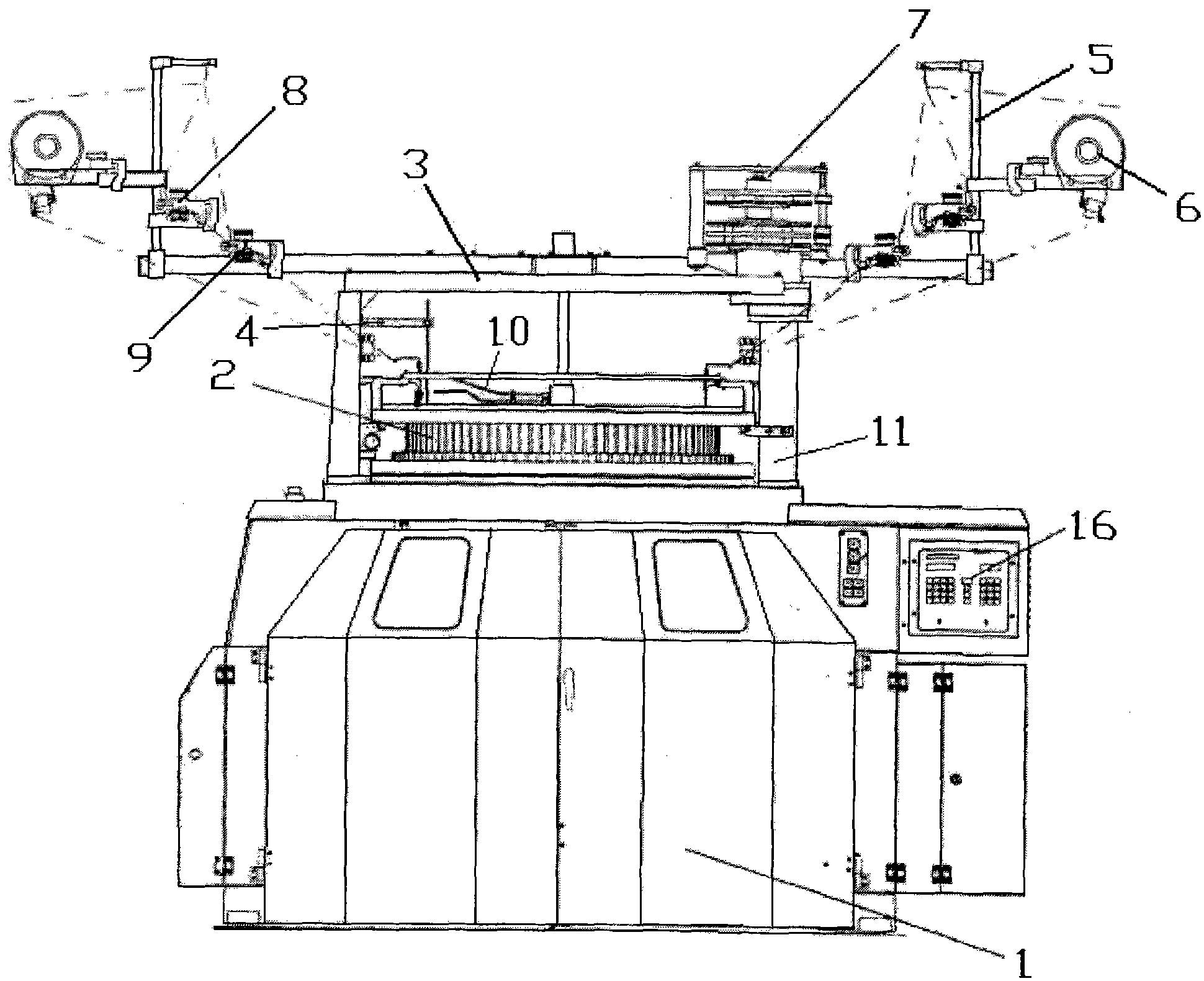 Single-sided four-track plain weaving machine