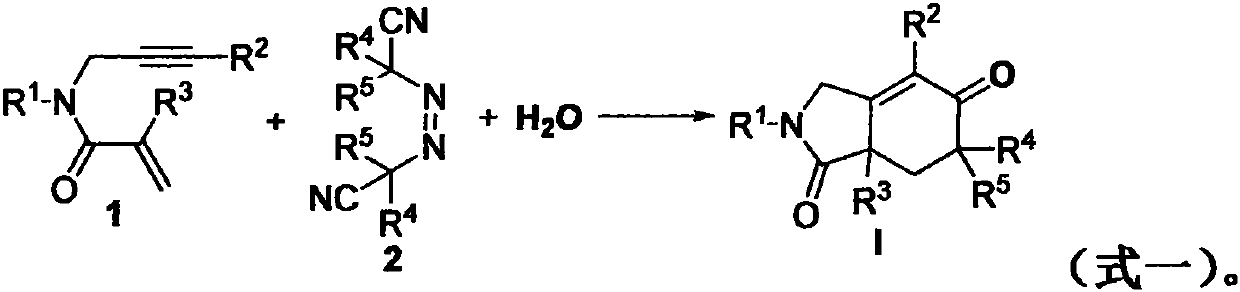 Free radical cyclization reaction method of 1, 6-enyne compound and azoalkyl nitrile