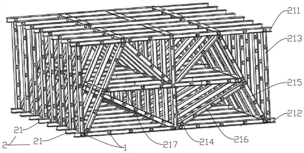 Space rod piece structure vibration reduction device and method