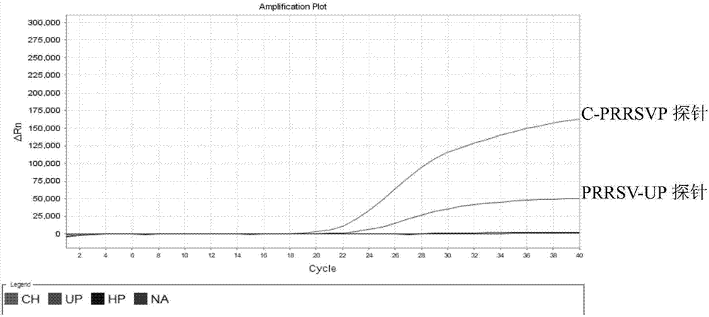 Detection method for identifying American classical PRRSV strain, HP-PRRSV strain and new-type viral NADC30 strain at the same time