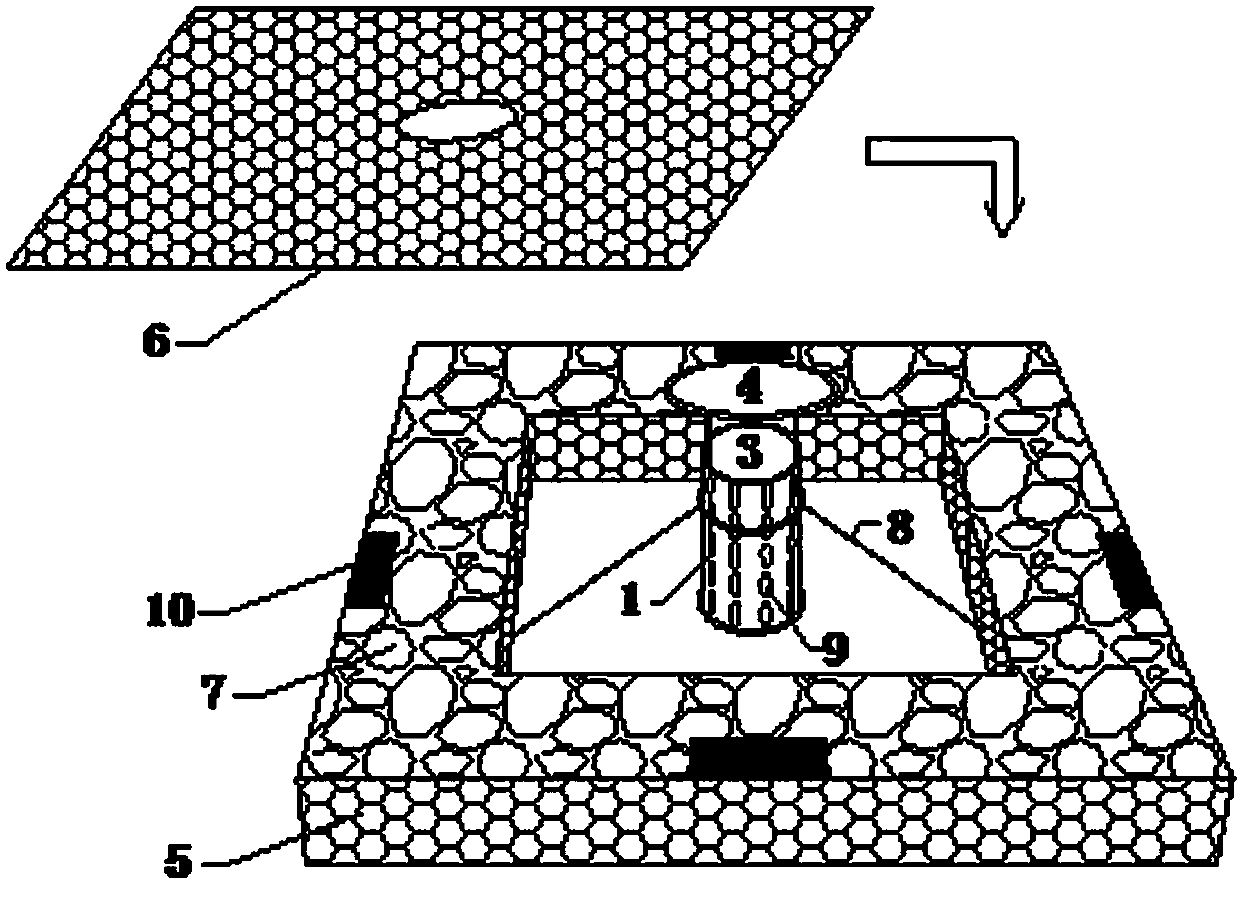 Flat roof rainwater regulation and storage device and method