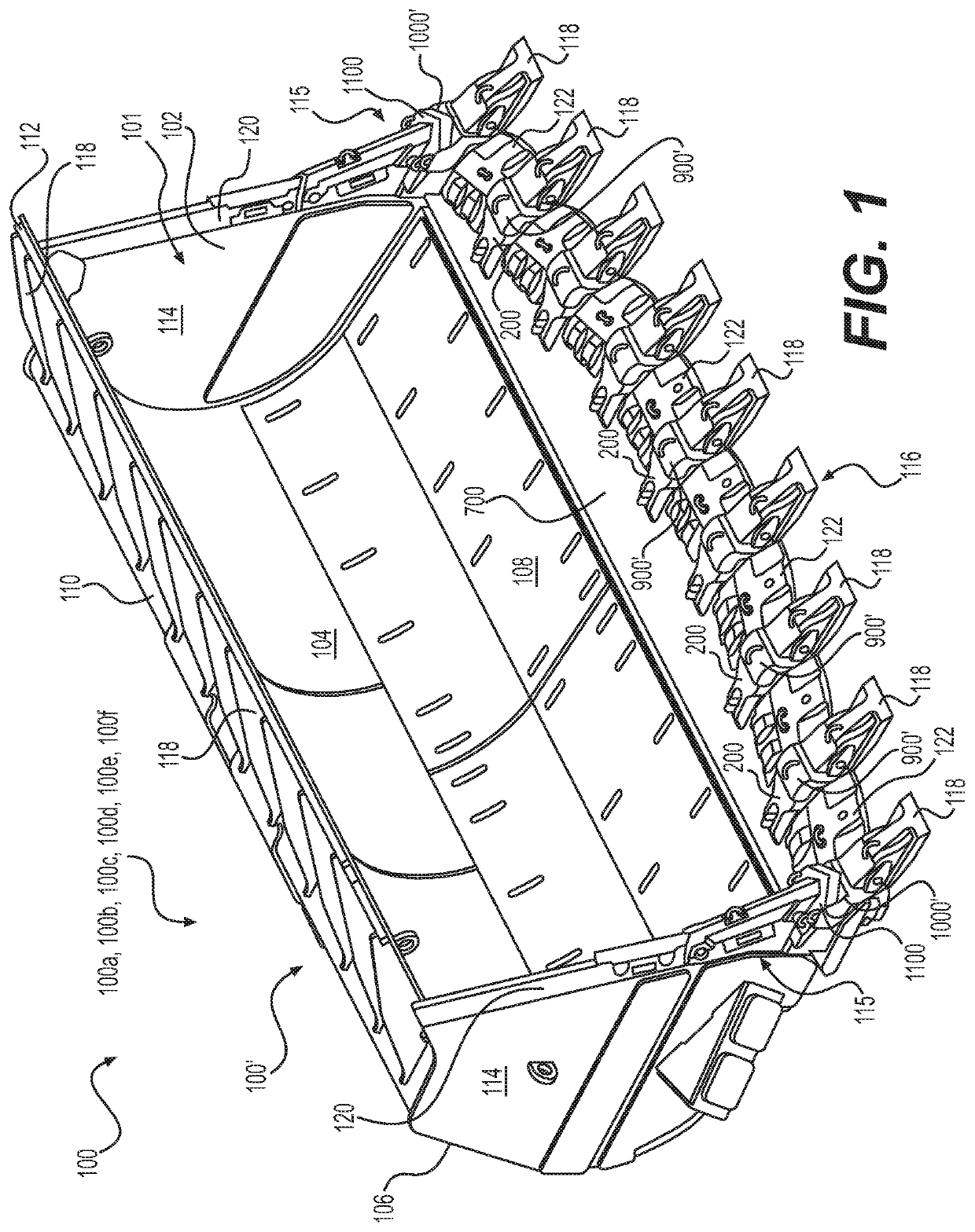 Work implement assembly using an adapter mating with a notched base edge