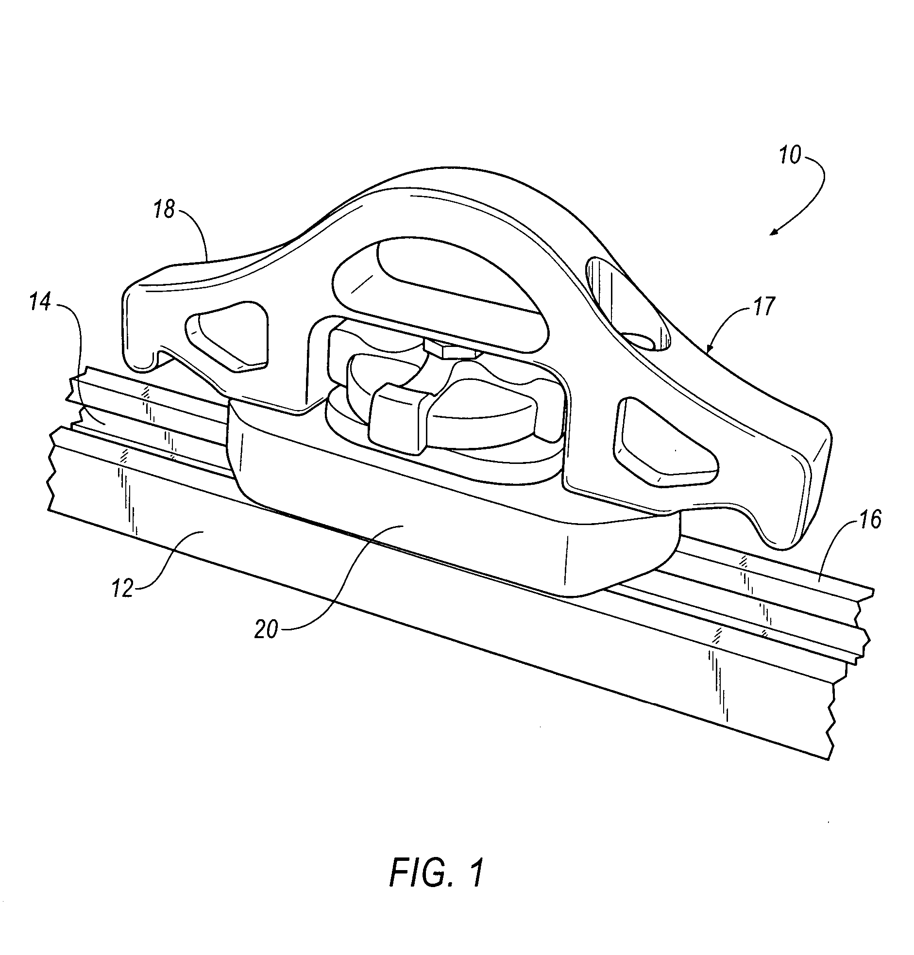 Securement mechanism including top loading tie down cleat assembly and locking member