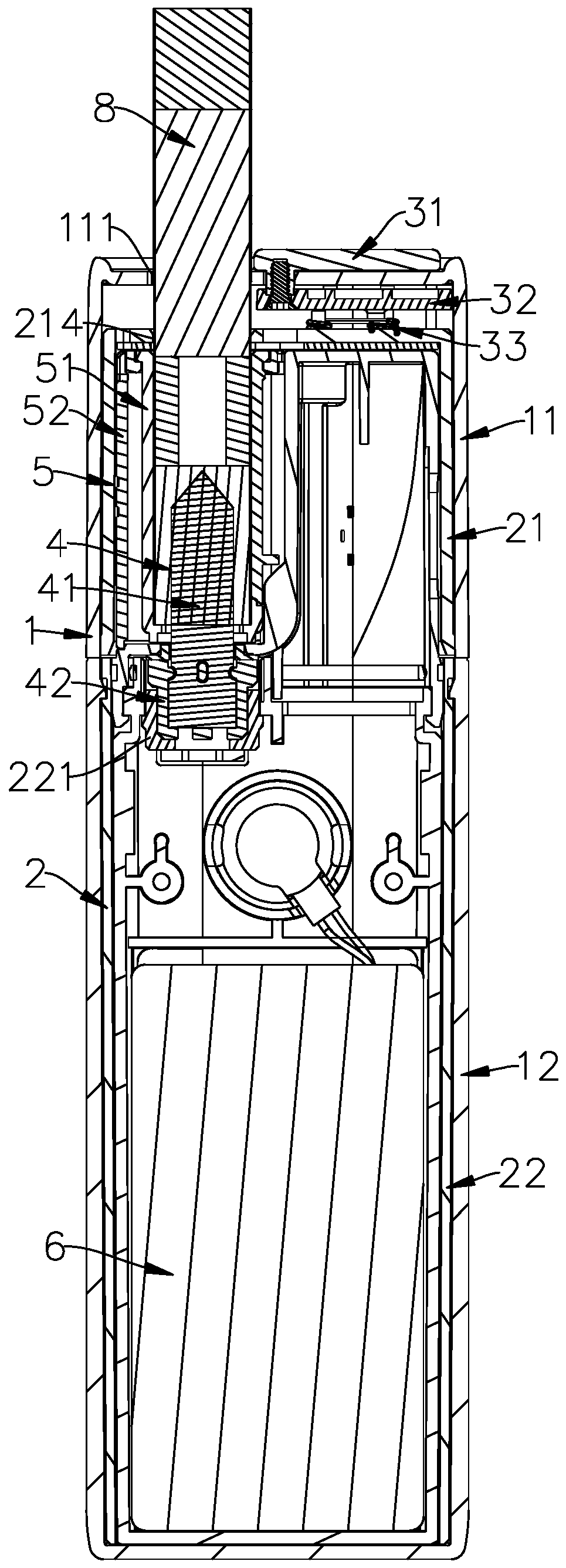 Low-temperature baking smoking set and split type push pipe structure thereof