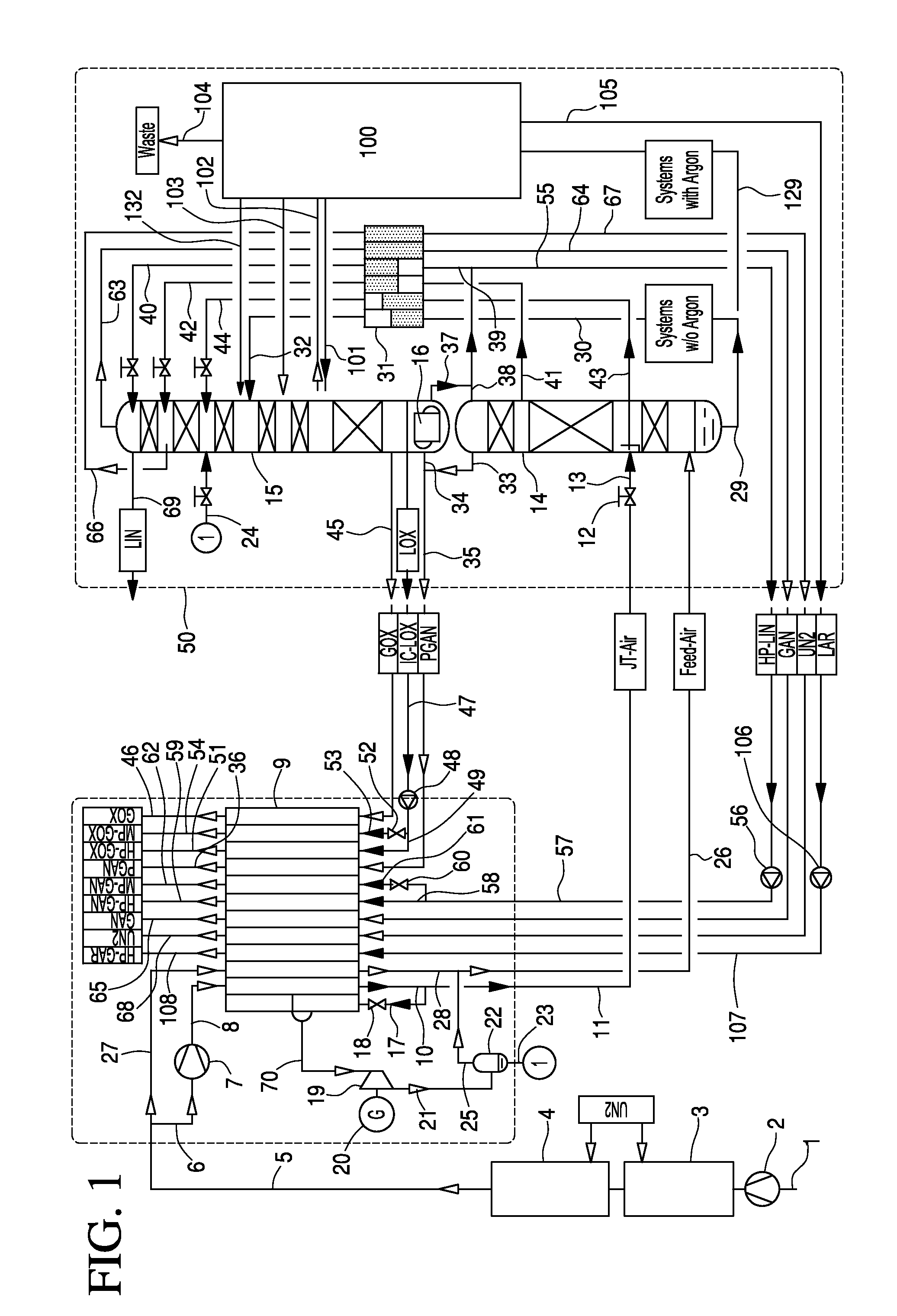 Processes and Device for Low Temperature Separation of Air