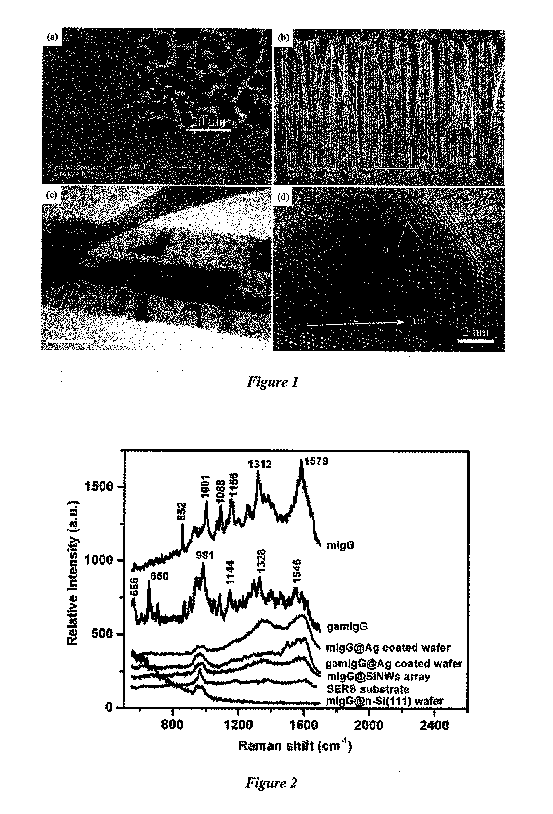 Sers-active structure for use in raman spectroscopy