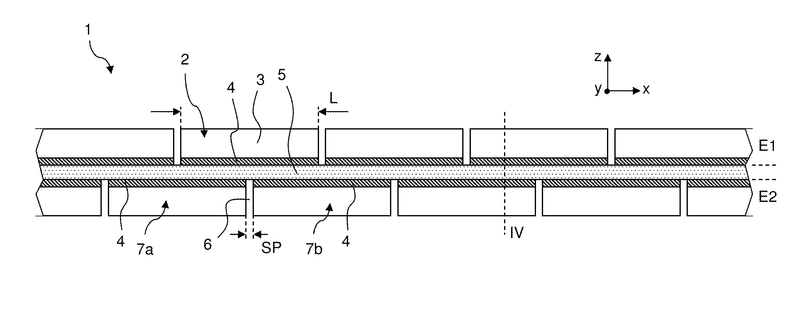 Superconducting structure having linked band-segments which are each overlapped by directly sequential additional band-segments