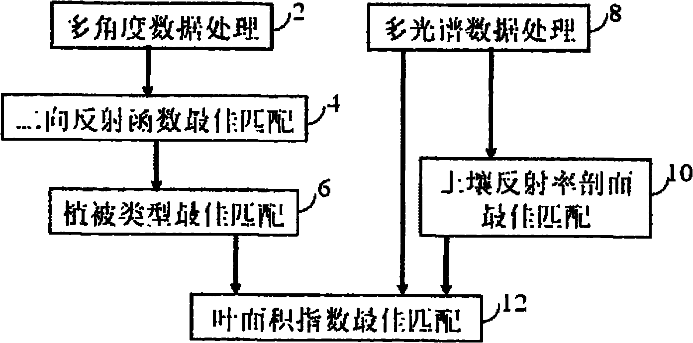 Method for obtaining leaf area index based on quantitative fusion and inversion of multi-angle and multi-spectral remote sensing data