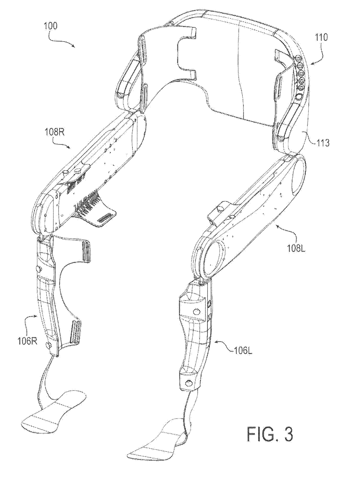 Fall mitigation and recovery methods for a legged mobility exoskeleton device