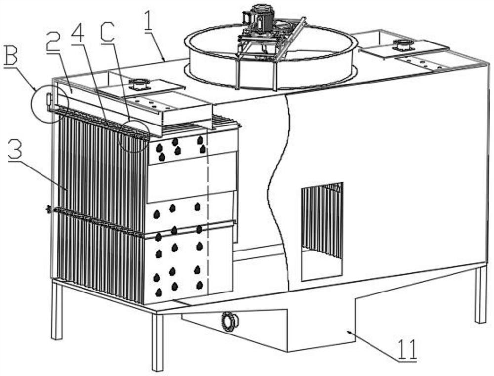 Cross-flow type water-saving fog-dispersal cooling tower