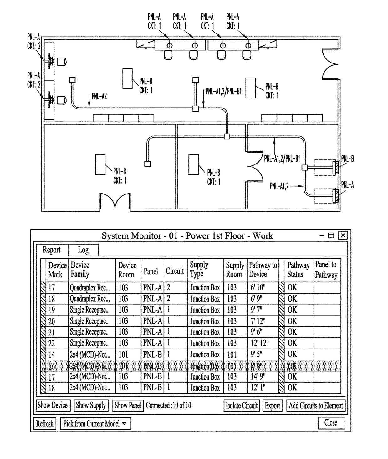 System and method for testing the validity of bim-designed electrical wiring pathways