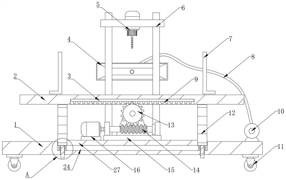 Vertical drilling machine device for machining