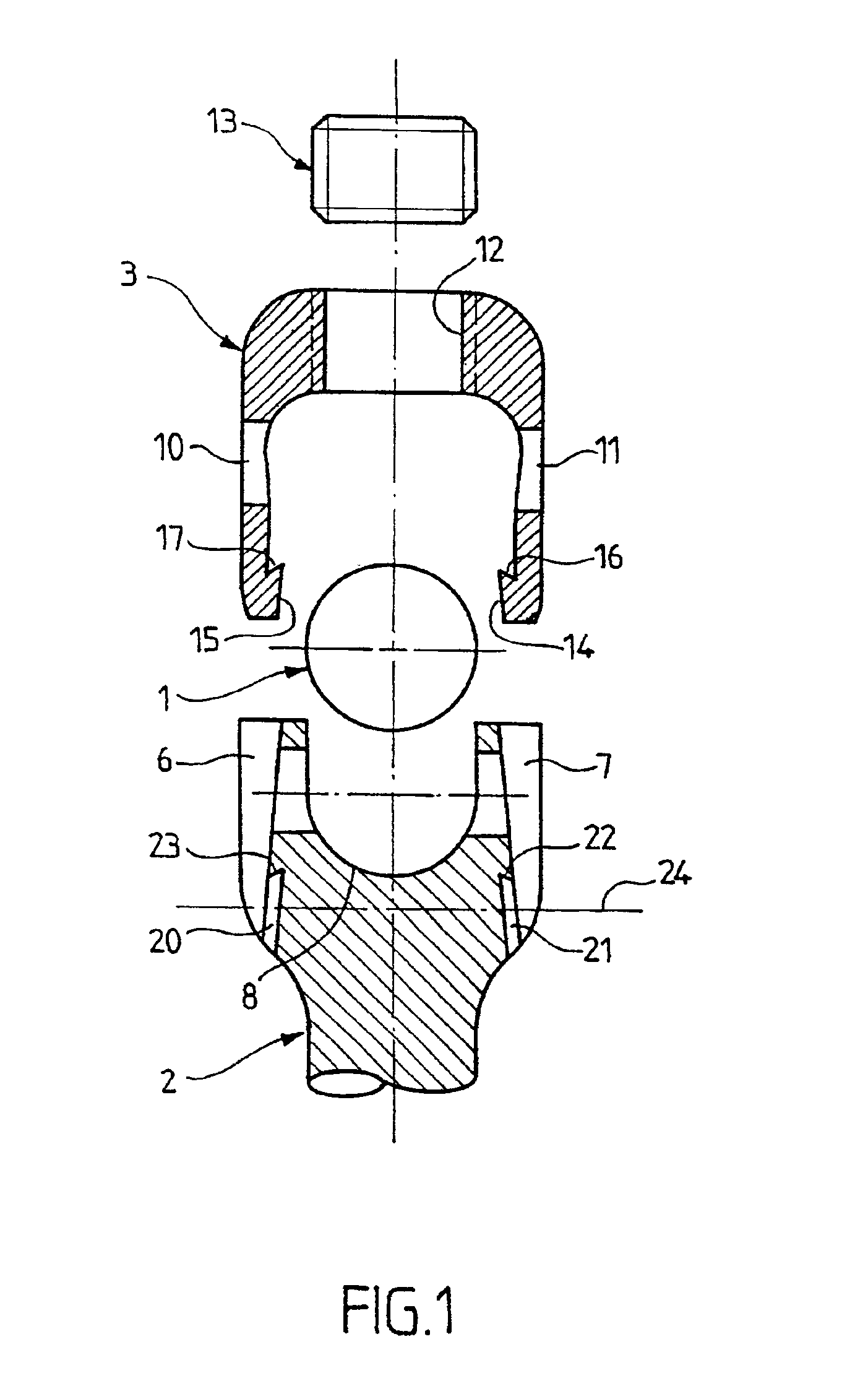 Fixing element and ancillary for stabilizing vertebrae