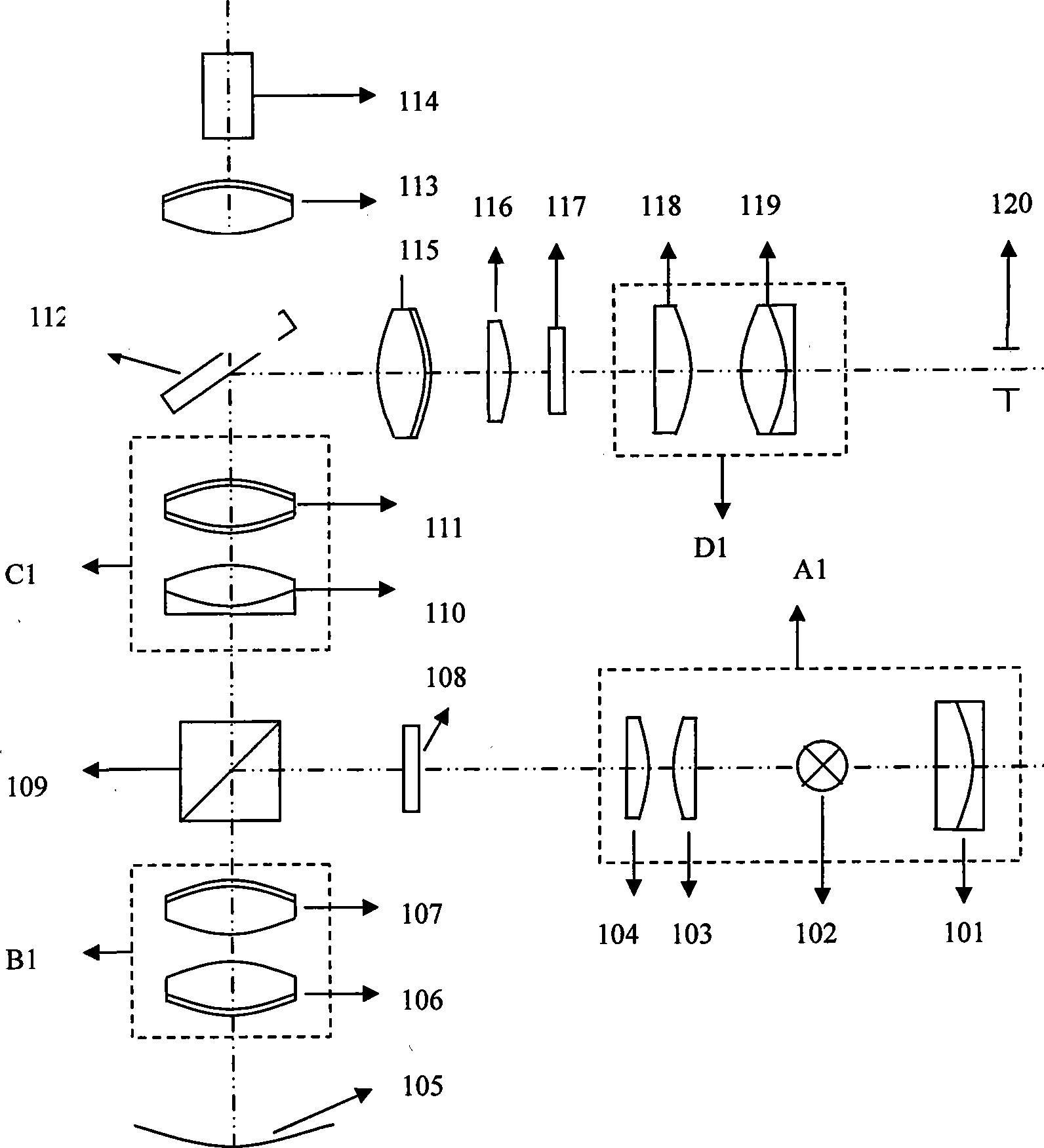 Center aligning assembling and regulating apparatus and method for optical system