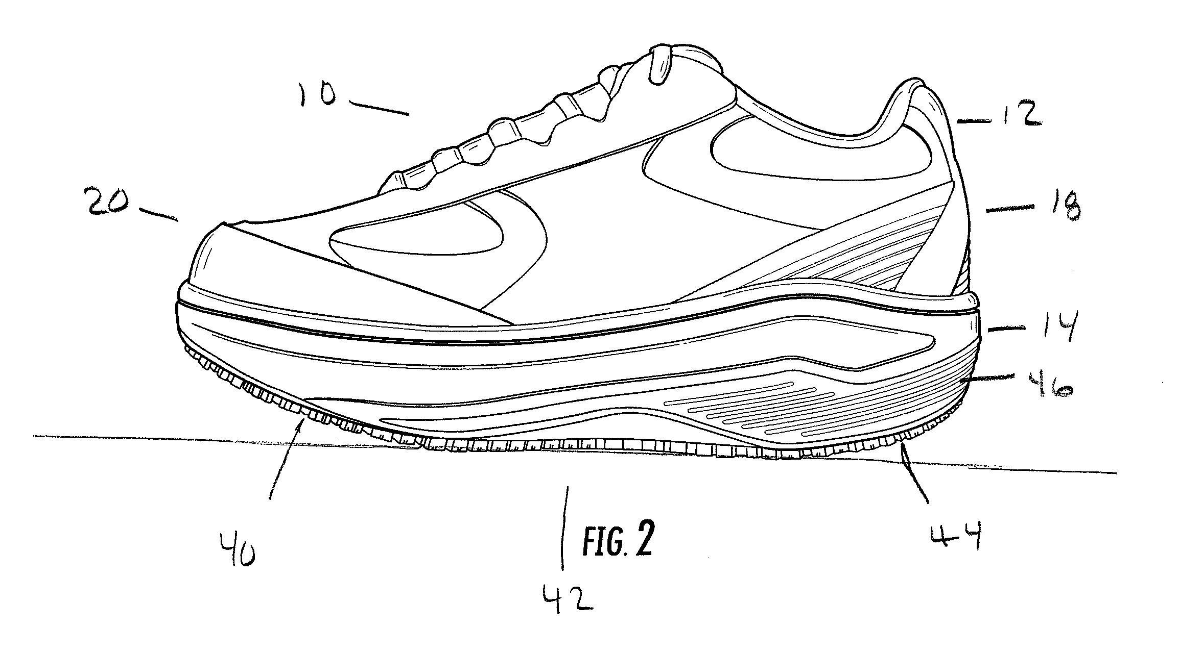 Shoe Construction Having A Rocker Shaped Bottom And Integral Stabilizer