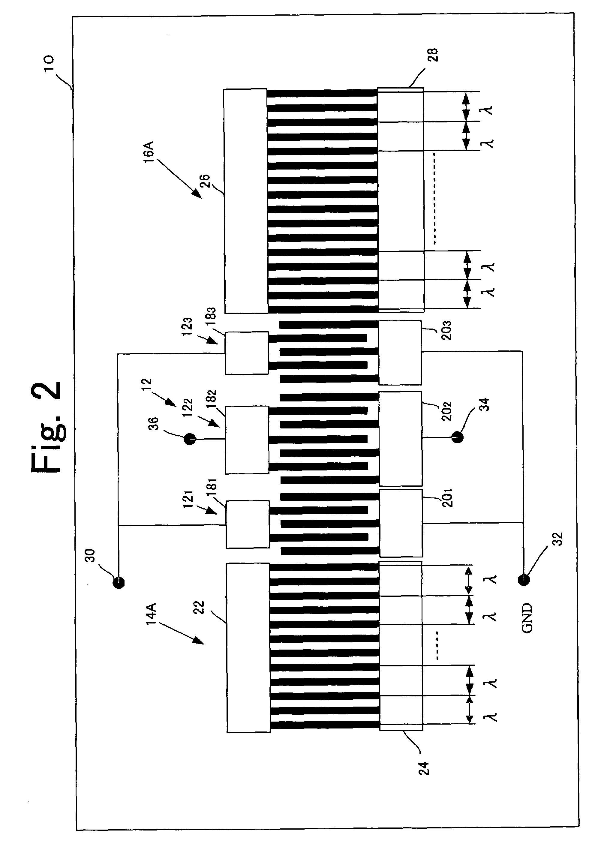 Surface acoustic wave device with reflection electrodes having pitches that vary