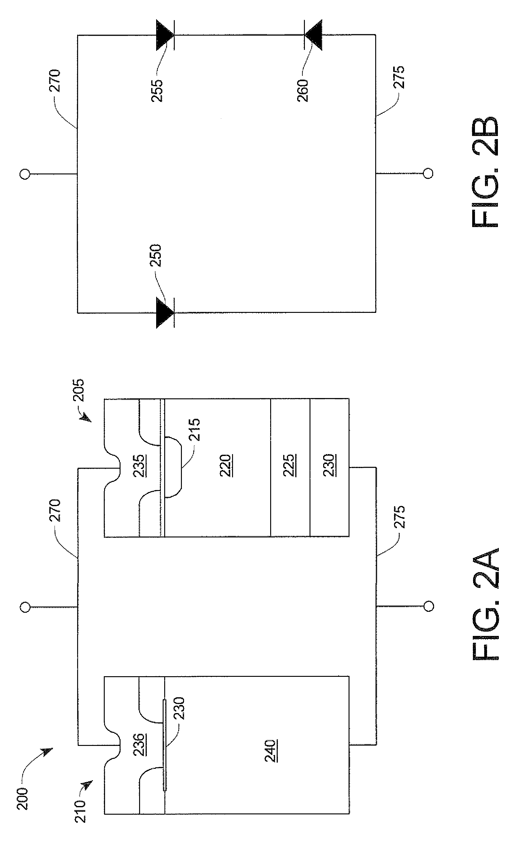 Wide bandgap device in parallel with a device that has a lower avalanche breakdown voltage and a higher forward voltage drop than the wide bandgap device