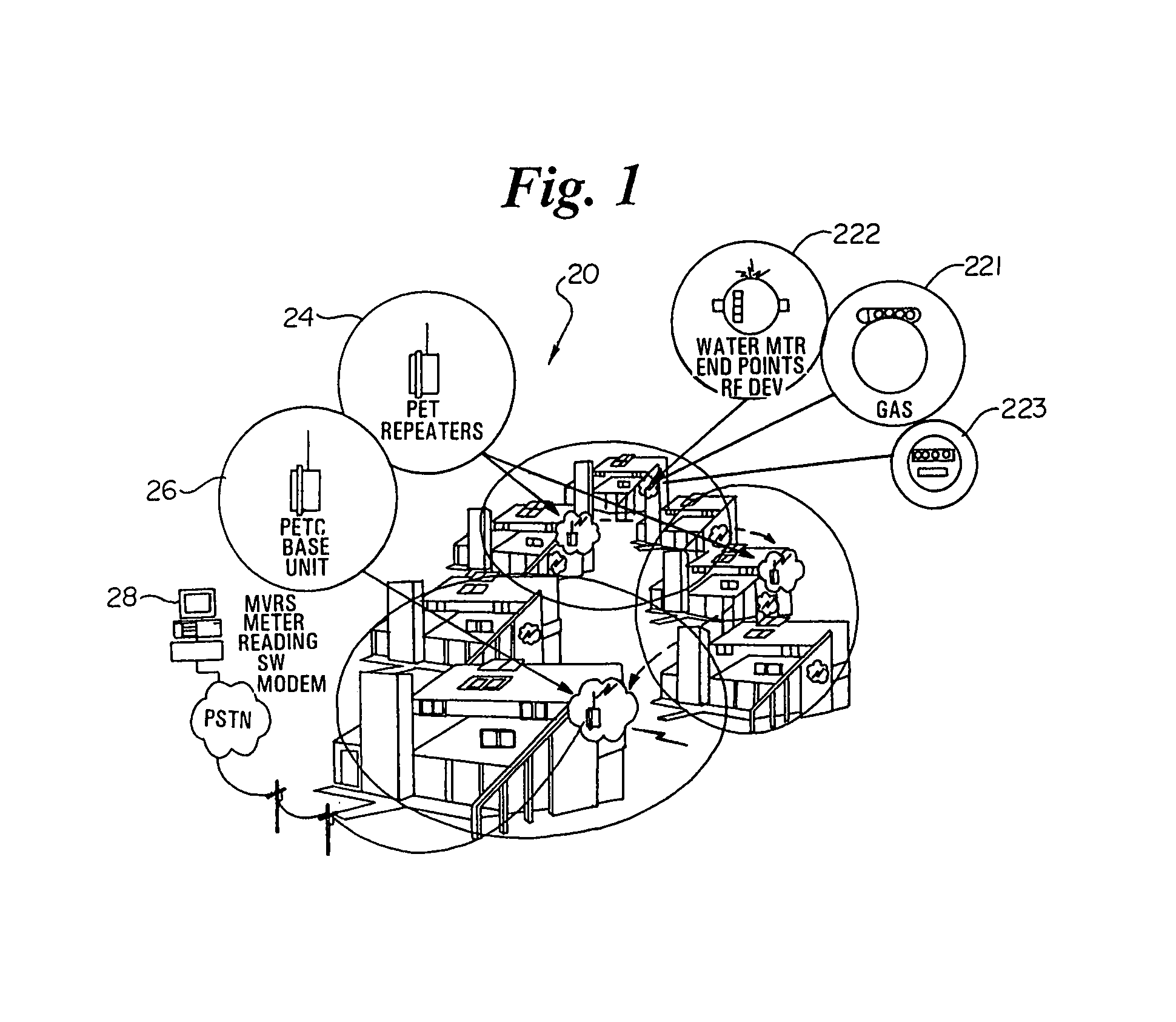 Spread spectrum meter reading system utilizing low-speed/high-power frequency hopping