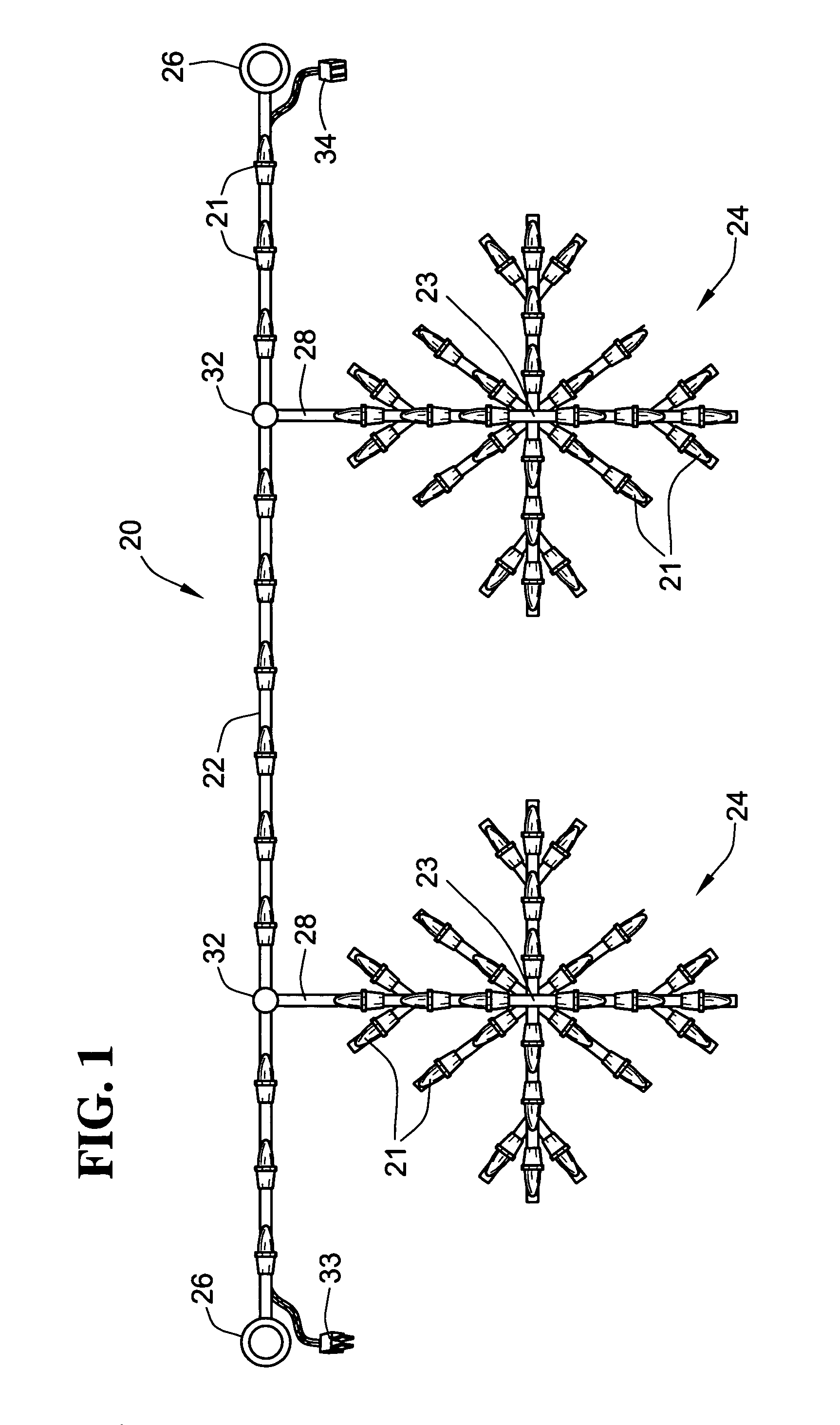 Holiday light assembly with hanging light clusters