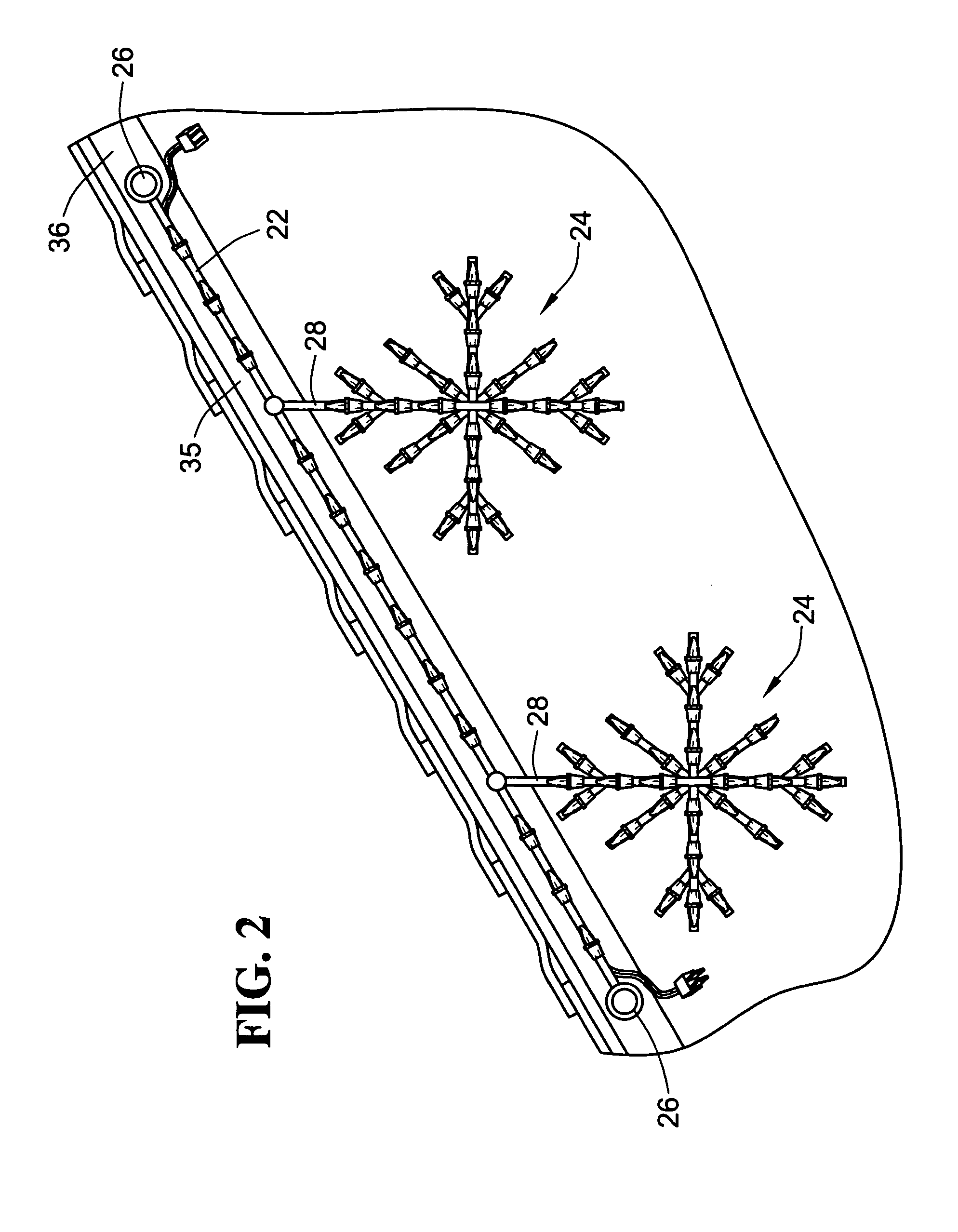 Holiday light assembly with hanging light clusters