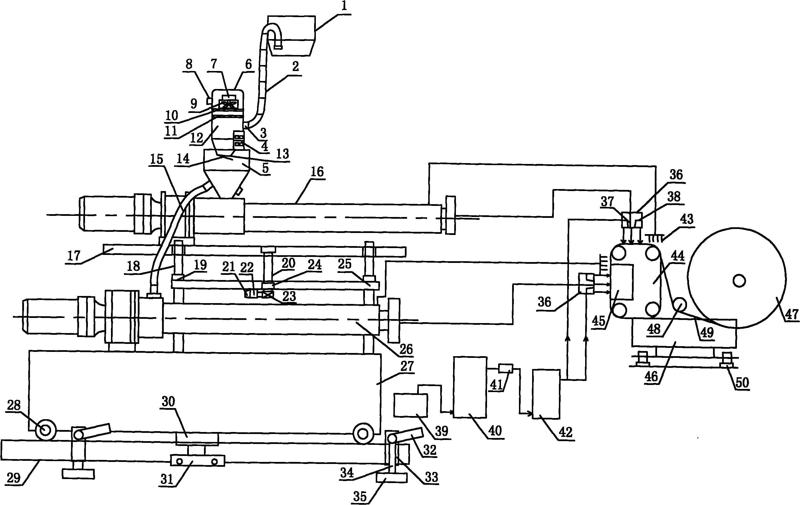 Meltblown composite production device formed by one-step molding