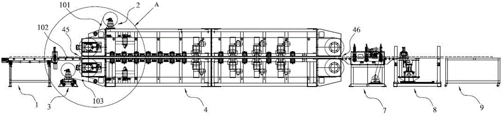 Thermoplastic flat continuous rolling production system and production method