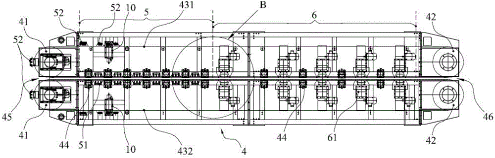 Thermoplastic flat continuous rolling production system and production method