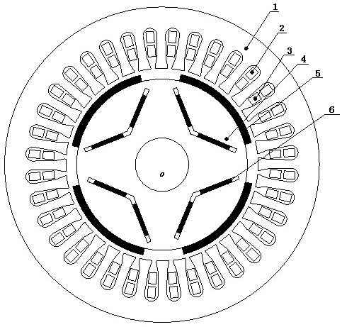 Surface-mounted-built-in bearingless permanent magnet synchronous motor based on combined magnetic poles