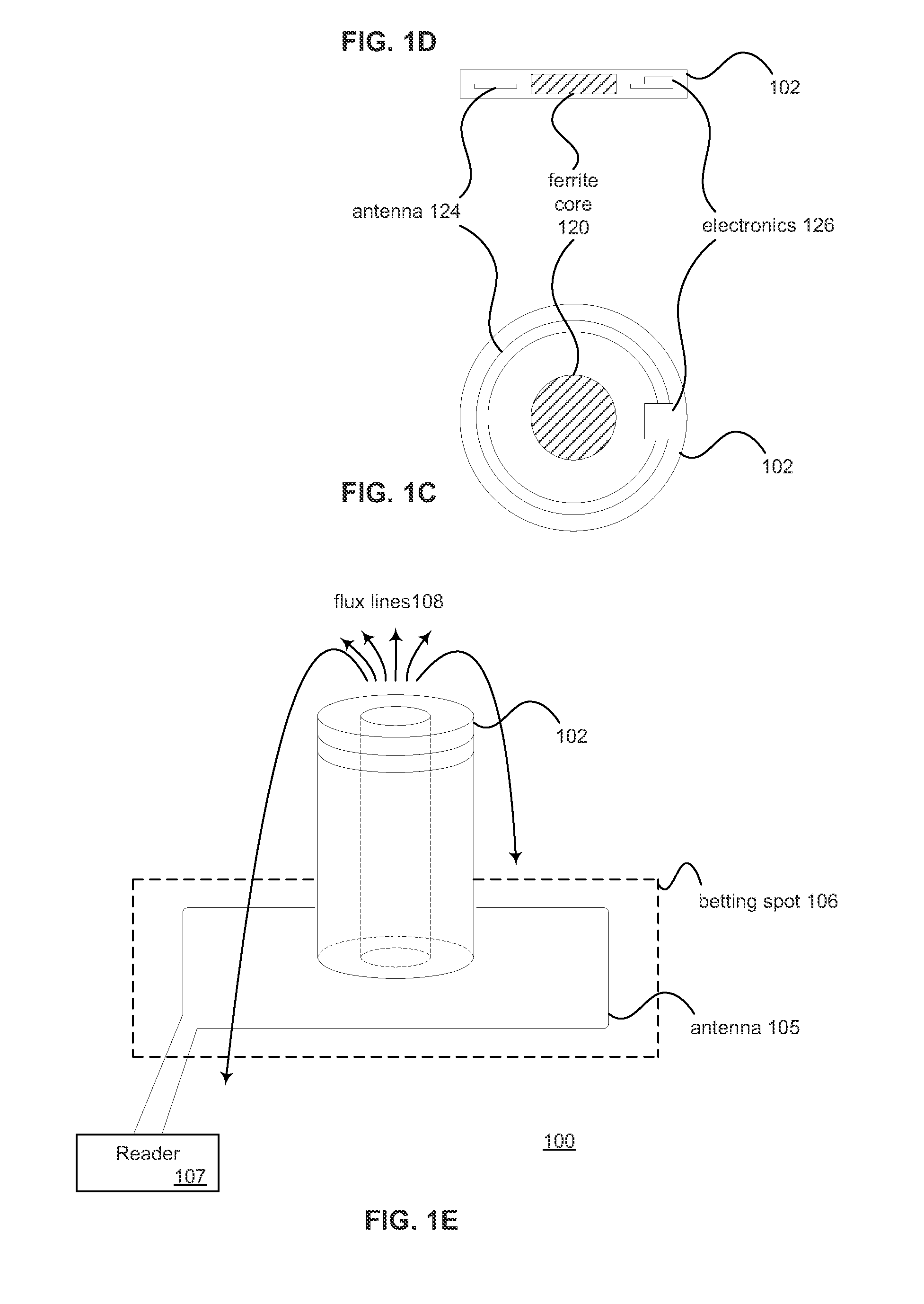 Enhancing the Efficiency of Energy Transfer to/from Passive ID Circuits Using Ferrite Cores