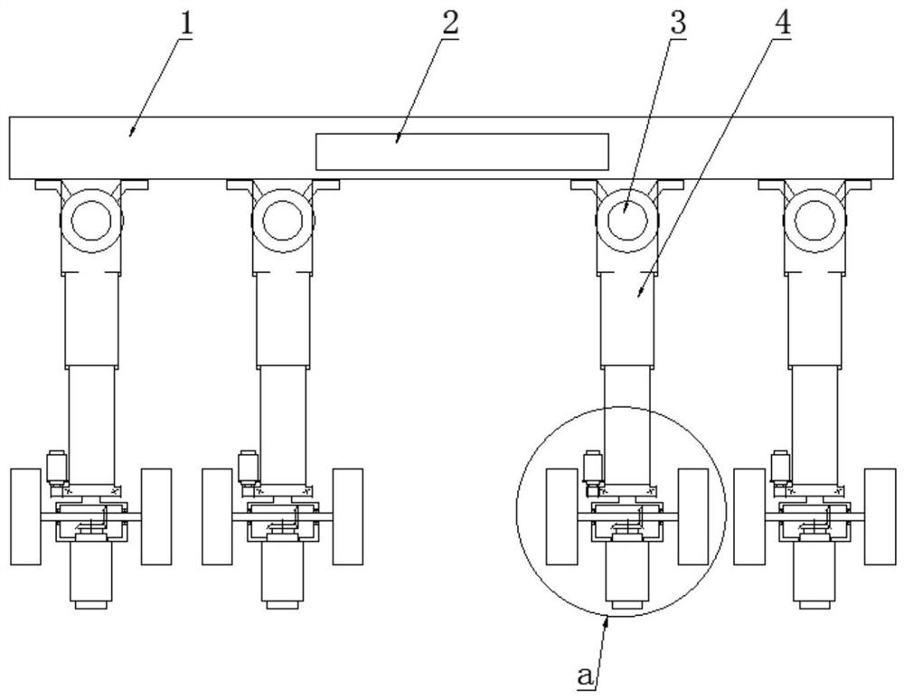 Auxiliary wheel-legged robot for transporting armored vehicle through train and using method of auxiliary wheel-legged robot