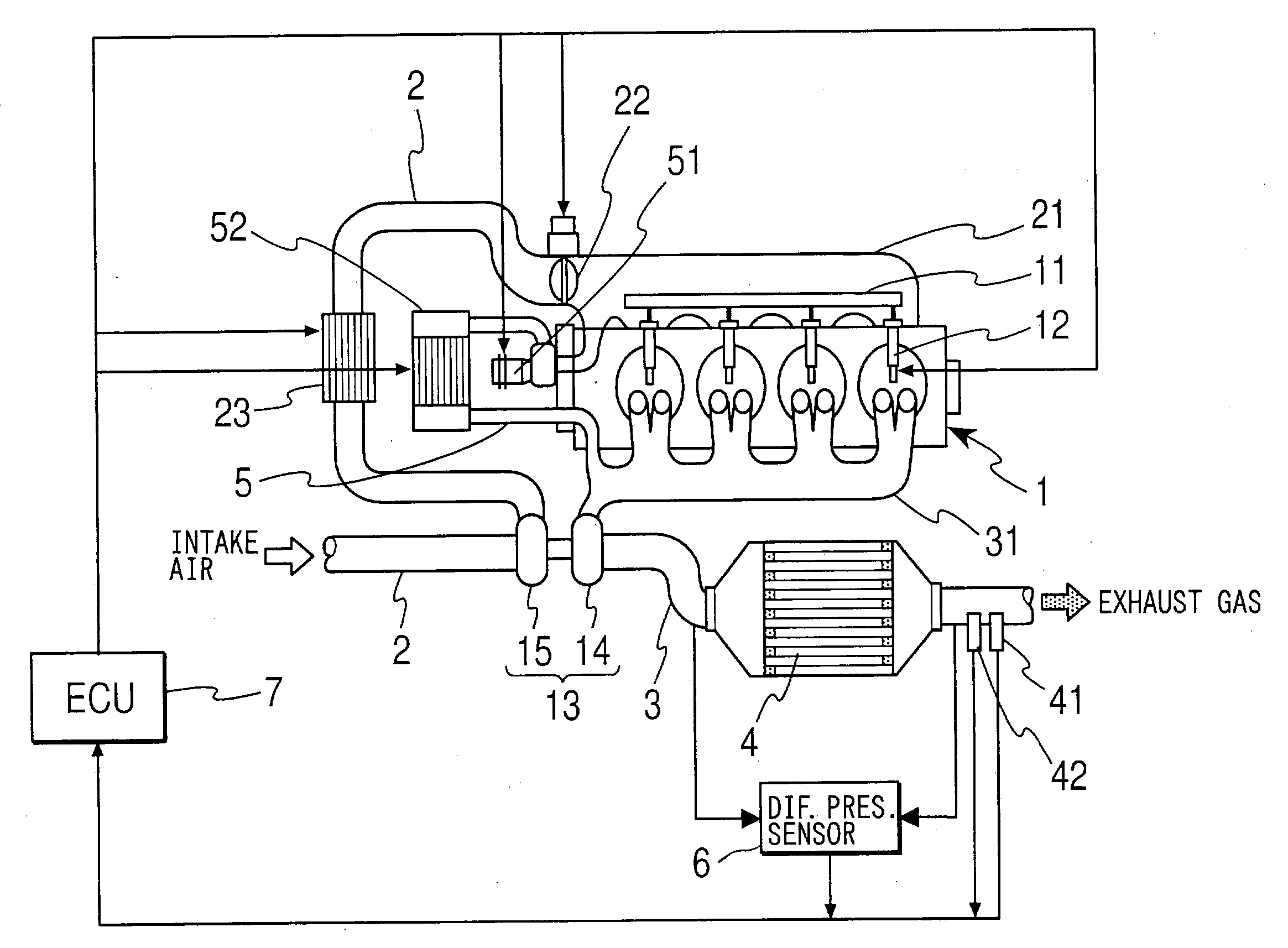 Exhaust gas filtering system having particulate filter for internal combustion engine