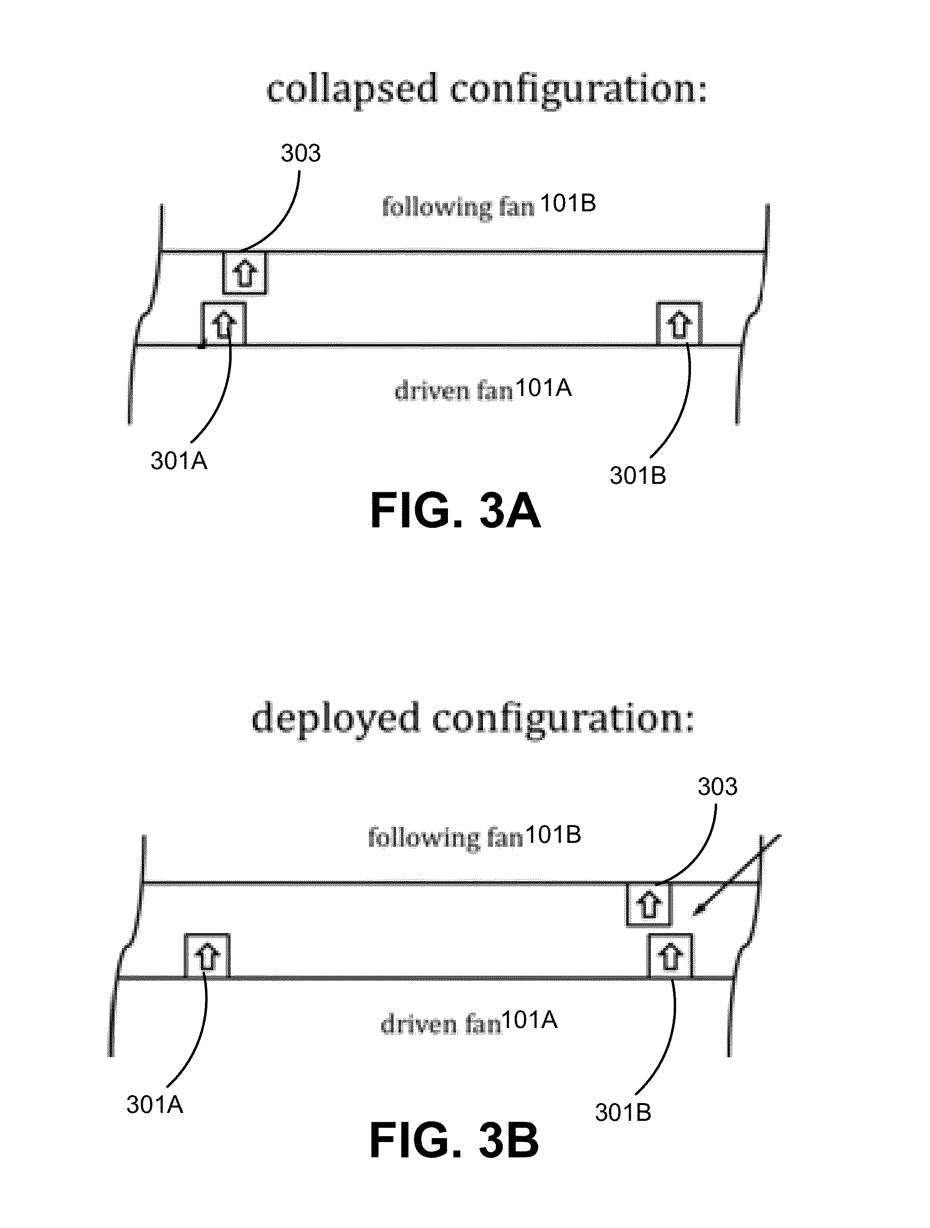 Variable geometry lift fan mechanism