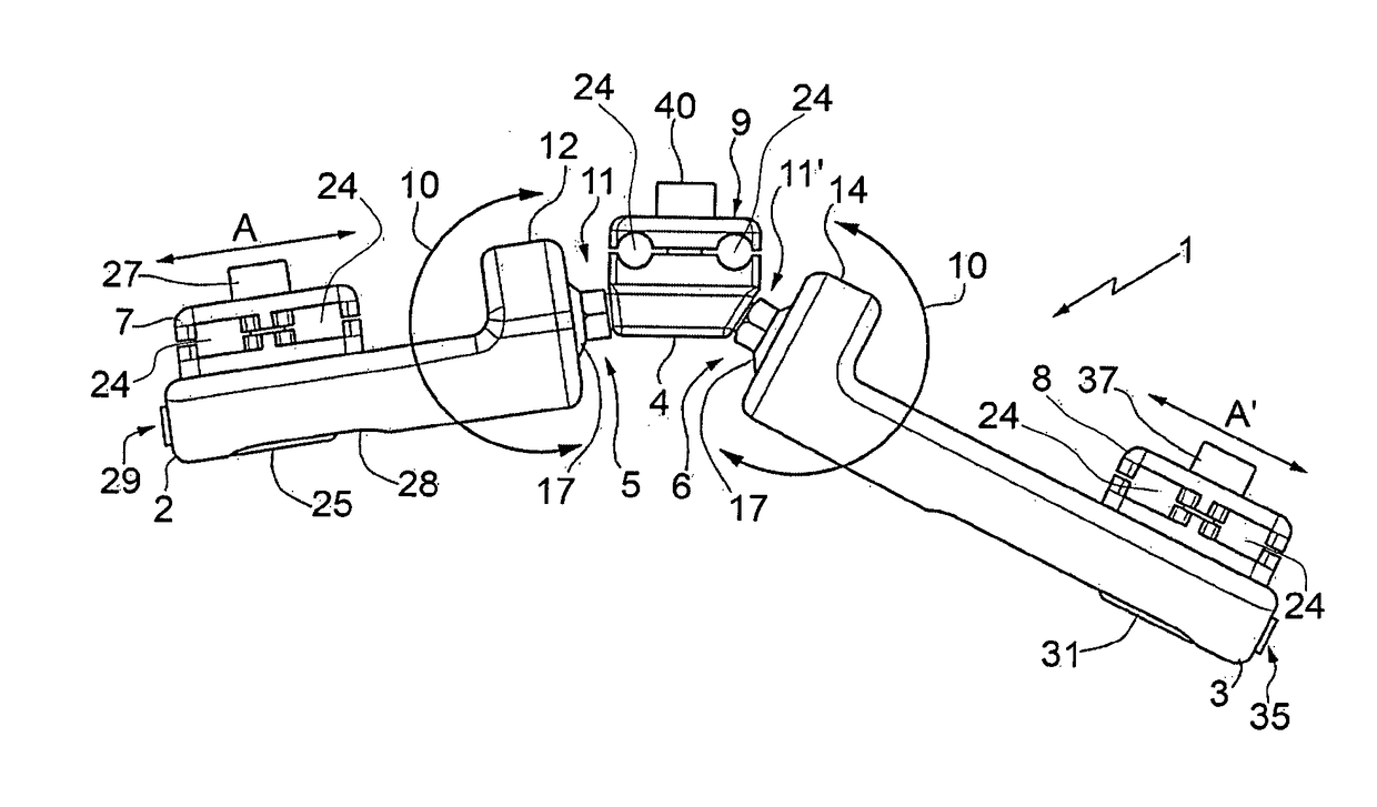 External fixing device, for treating bone fractures