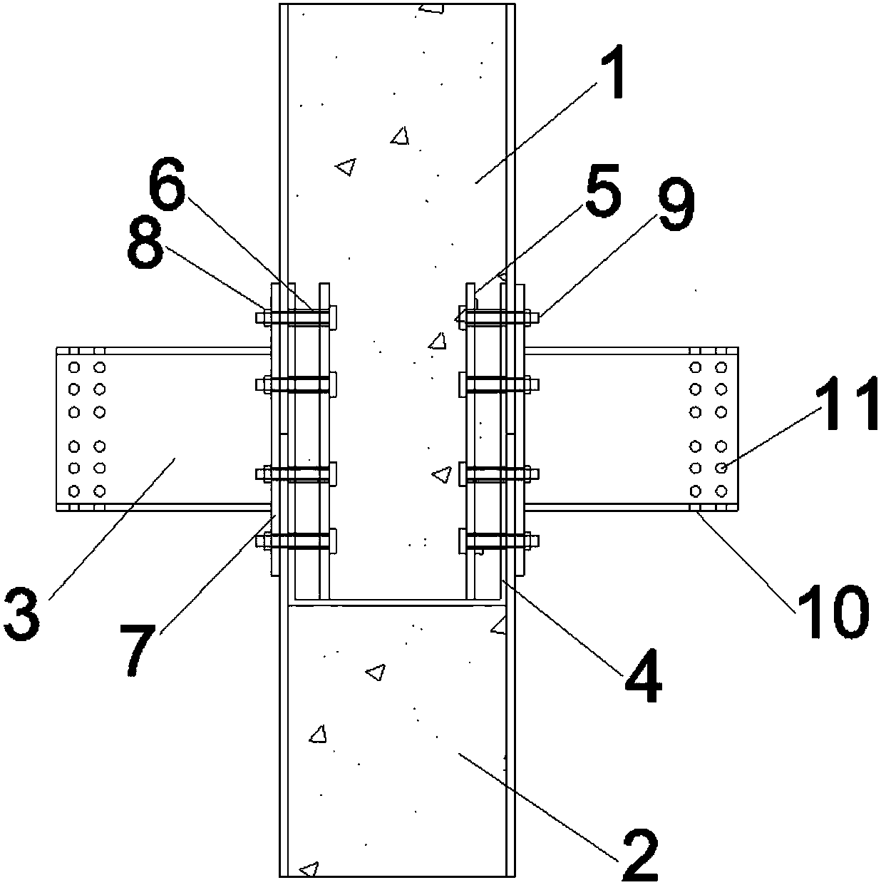 Concrete filled steel tubular column-beam joint structure and construction method thereof