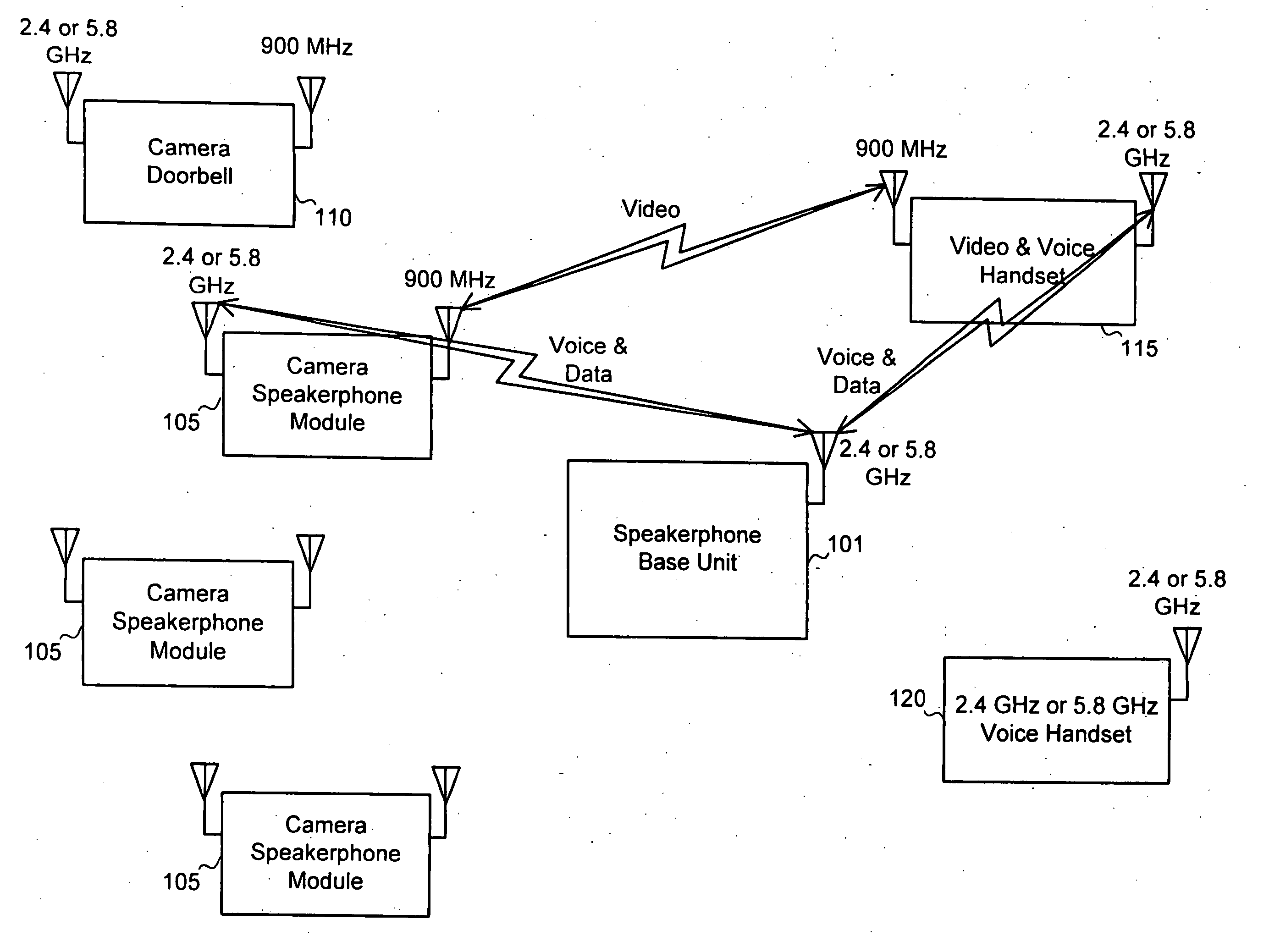 Intercom/wireless door bell for multi-handset telephone system